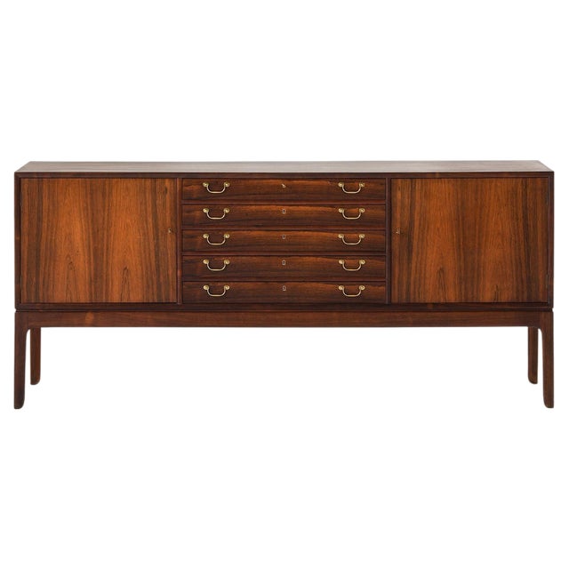 Sideboard in Rosewood and Brass by Ole Wanscher, 1940s For Sale