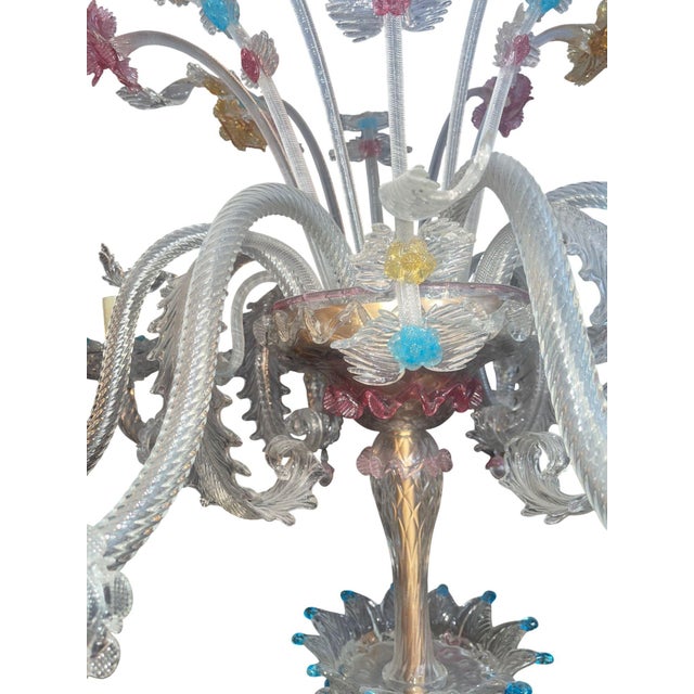 Italian 1950s Venetian Murano Glass Floral Floor Lamp, Multicolor For Sale - Image 3 of 10