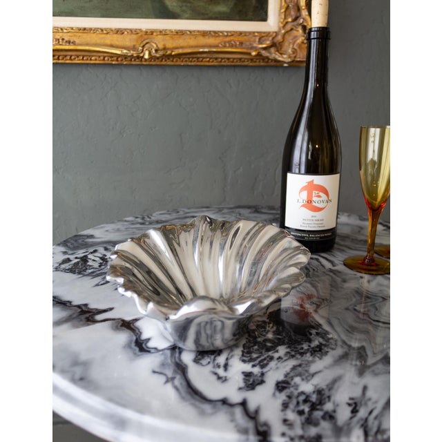 Silver Chrome Clam Shell Bowl For Sale - Image 11 of 12