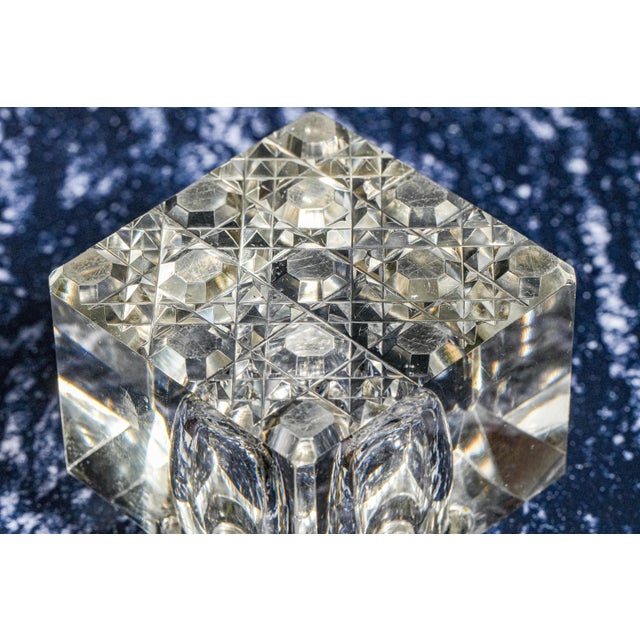 Elegant Large Antique Paperweight Crystal Sterling Silver English Desk Inkwell For Sale - Image 15 of 15