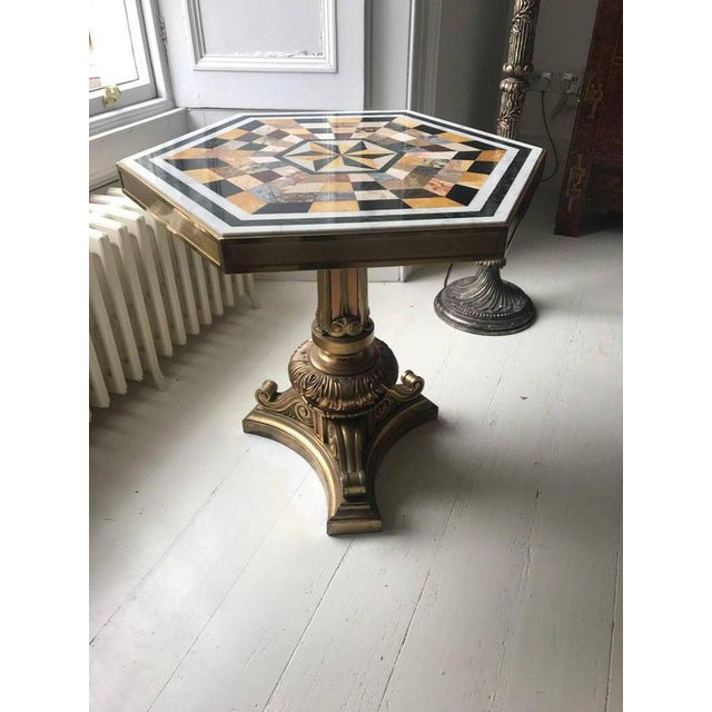 19th Century Gilt Bronze & Pietra Dura Marble Tables, Set of 2 For Sale - Image 4 of 5