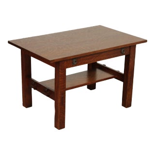 Lifetime Furniture Antique Mission Oak Library Table Writing Desk For Sale