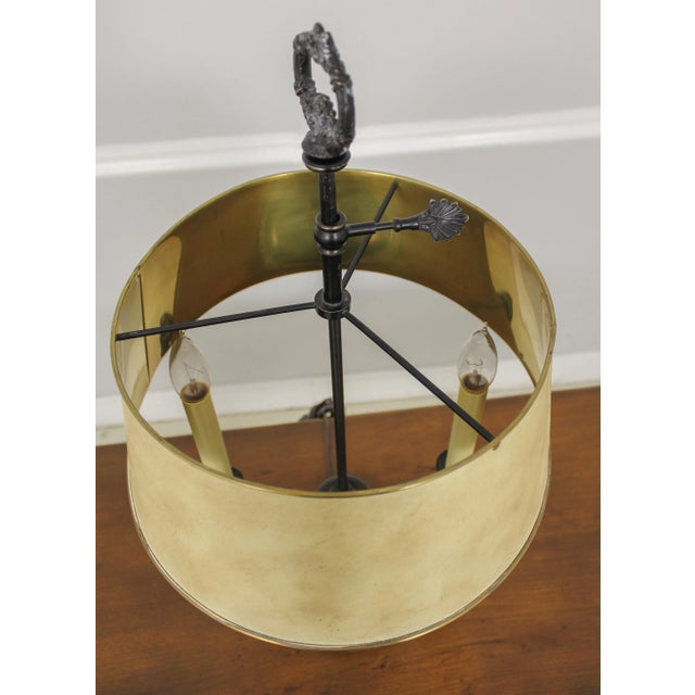 Age: Approx: 25 Years Old Details: Quality Construction Metal Base Lamp In Bronze Finish Off White Painted Brass Tole...