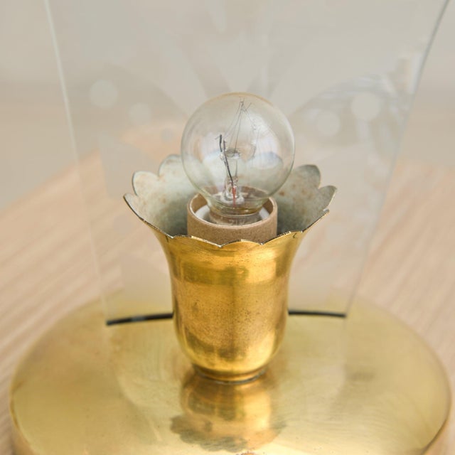 1950s Petite Italian Brass + Murano Glass Table Lamp - 2 Available For Sale - Image 10 of 13