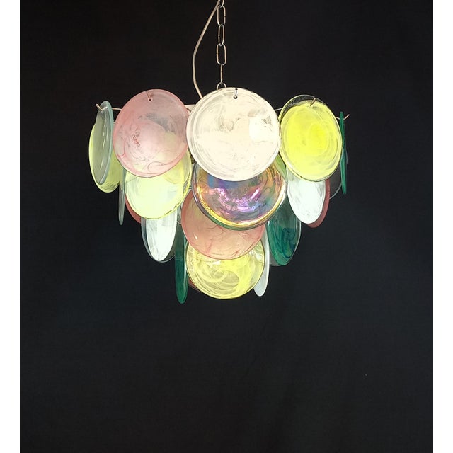 Glass Vintage Alabaster Murano Glass Disc Chandelier, Italy, 1981 For Sale - Image 7 of 11