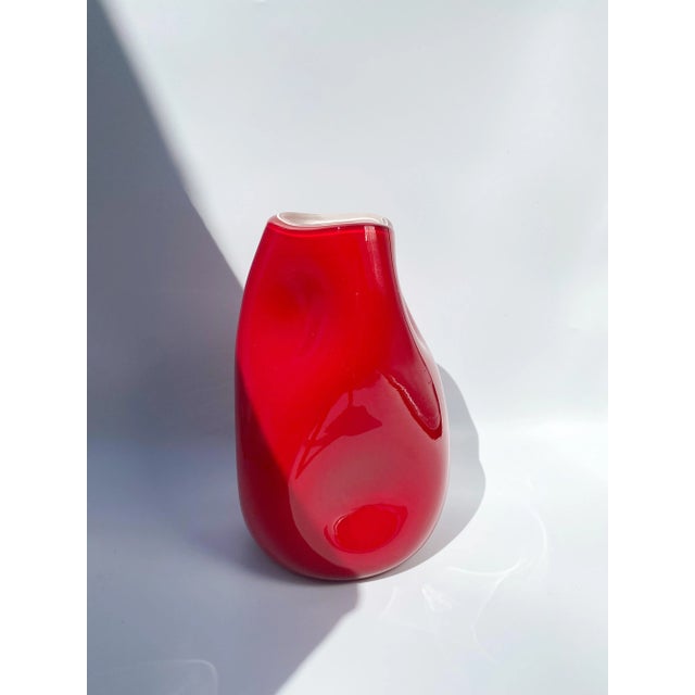 1960s Mid-Century Cased Glass Dimple Vase For Sale In Portland, OR - Image 6 of 9