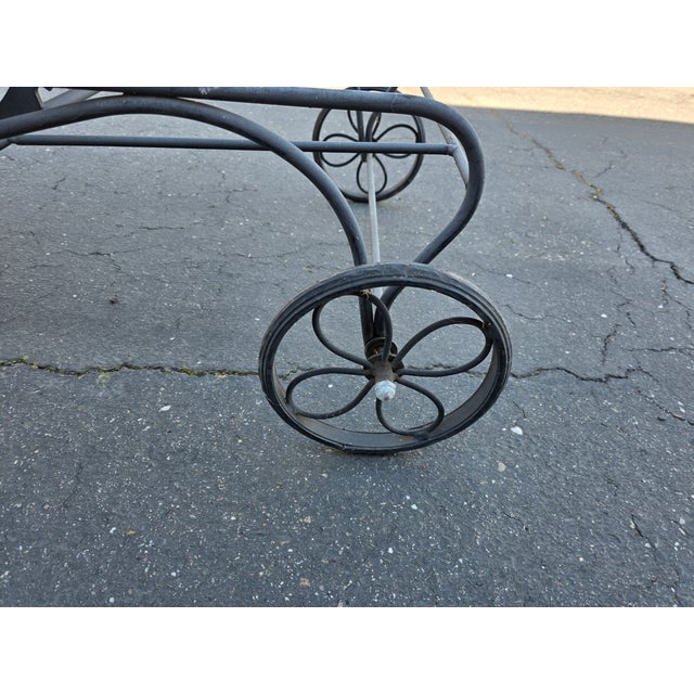 Metal Vintage Wrought Iron Patio Chaise Lounge Adjustable Russell Woodard Attributed Briarwood Daisy For Sale - Image 7 of 15