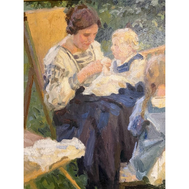 Hans Hammer, Mother with Children in the Garden, 1912, Oil Painting on Canvas For Sale - Image 11 of 13