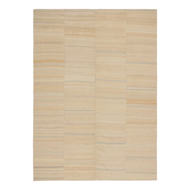 Beige 1950s Vintage Paneled Persian Kilim in Beige-Brown and Blue Tones by Rug & Kilim For Sale - Image 8 of 8