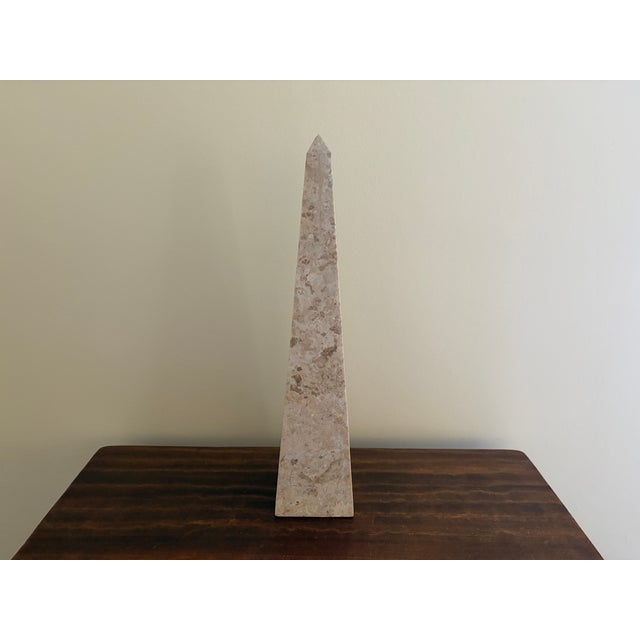 Tan Late 20th Century Neoclassical Marble Obelisk in Variegated Brown and Tan Stone For Sale - Image 8 of 12