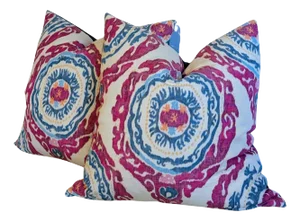 Brunschwig & Fils Kaitag Jewel Warp Print 22" Pillows - Set of 2