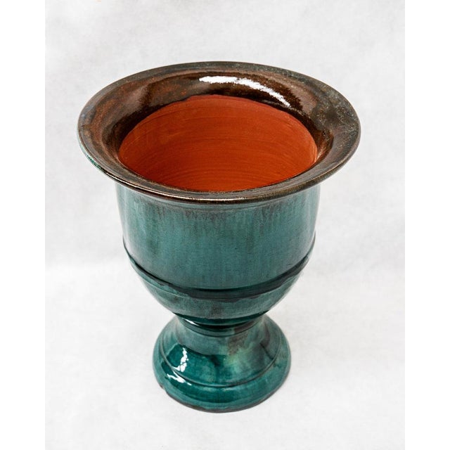 Ceramic Anduze Jar in Petrol Glaze For Sale - Image 4 of 7