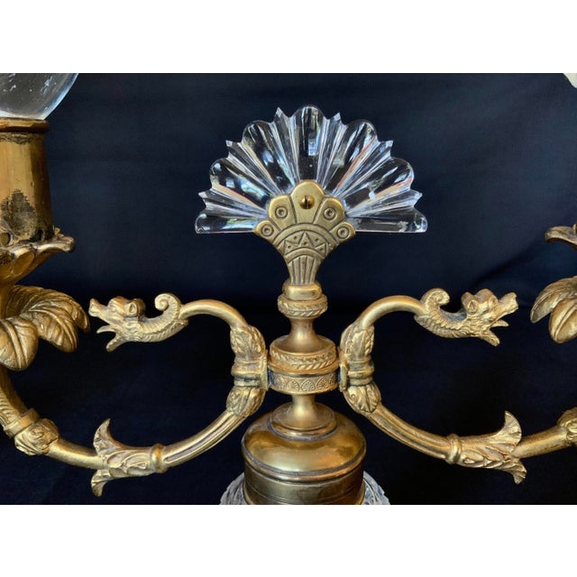 Early 19th Century Pair of Restauration Bronze Ormolu & Cut Glass Candelabra c.1825-1840 Paris France For Sale - Image 5 of 12