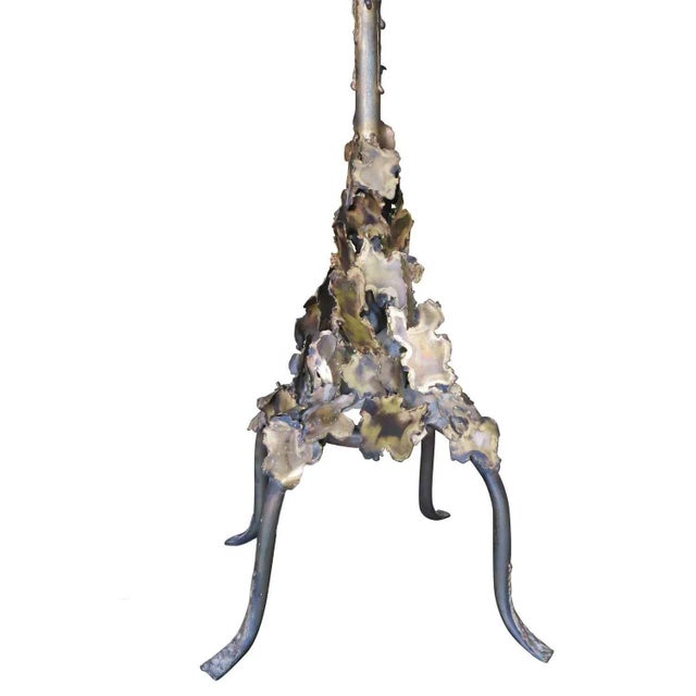 Brass Tom Greene Style Brutalist Torch-Cut Brass Torchiere Floor Lamp For Sale - Image 8 of 9