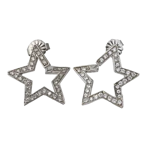 Platinum Diamond Star Pierced Post Earrings - 2 Pieces