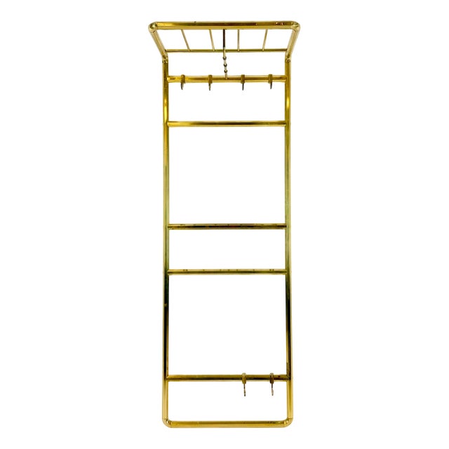 Hollywood Regency Brass Wall Coat Rack, 1970s For Sale