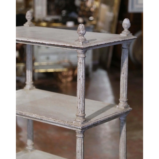 Wood 19th Century French Louis XVI Painted Oak Four-Tier Etagere For Sale - Image 7 of 9