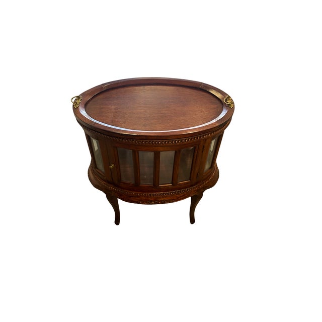 Victorian Oval Glass Display Table With Removable Tray Top - Early 20 Century For Sale - Image 3 of 9