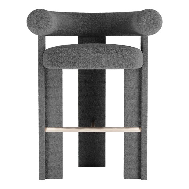 Cassette Bar Chair in Bouclé Dark Grey by Alter Ego For Sale