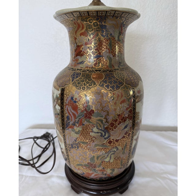 Late 20th Century Late 20th Century Chinese Import Satsuma Style Gold Table Lamp For Sale - Image 5 of 16