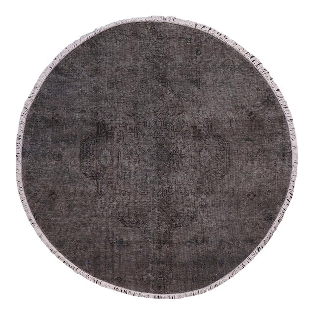 Boho Chic Persian Gray/Black Wool Rug - 6'1'' X 6'2'' For Sale