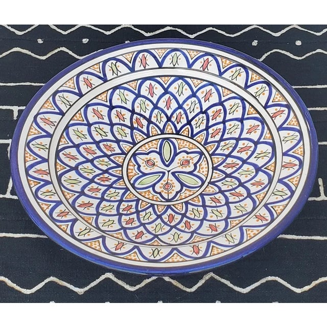 2020s Moroccan Hand Painted Pottery Plate, Multi-Color 7 For Sale - Image 5 of 7
