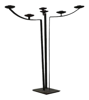Large Mid-Century Brutalist Metal Candleholder