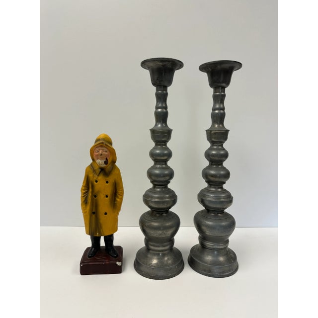 Pair of Vintage Metal Candlesticks For Sale - Image 4 of 11