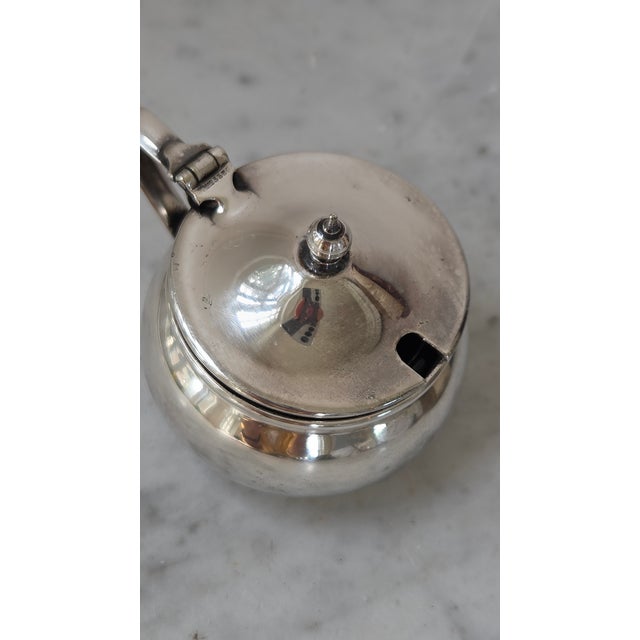 Early 20th Century English Epns Silver-Plated Mustard Pot With Cobalt Blue Glass Liner For Sale - Image 4 of 17