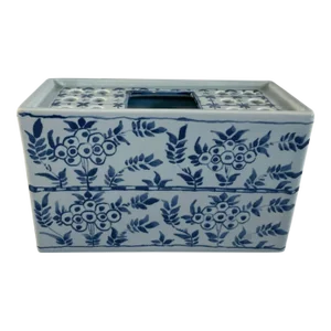Vintage Dutch Delft Faience Flower Brick Vase