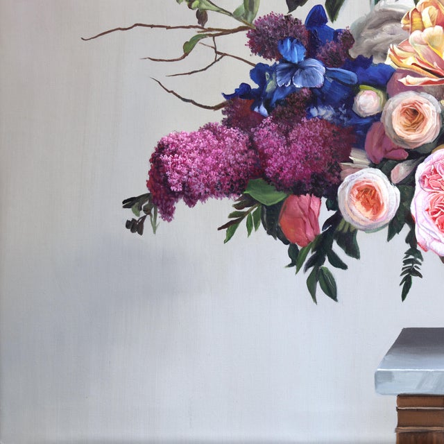 Textile Touched by Your Light - Original Floral Bouquet Still Life Oil Painting For Sale - Image 7 of 9
