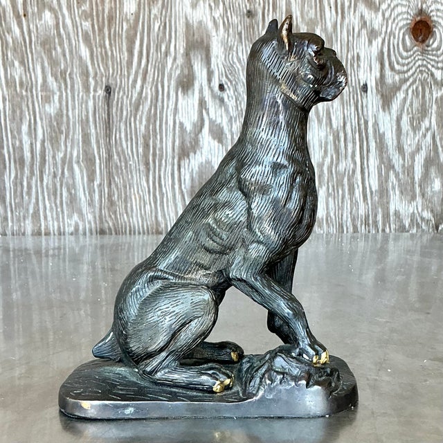 Vintage Boho Patinated Metal Dog For Sale - Image 4 of 11