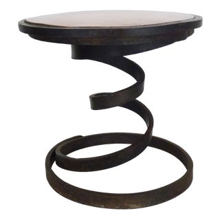 Vintage Coffee Table with Industrial Spring and Copper Top, 1950s For Sale