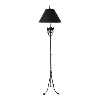 Early 20th Century Wrought Iron Floor Lamp For Sale
