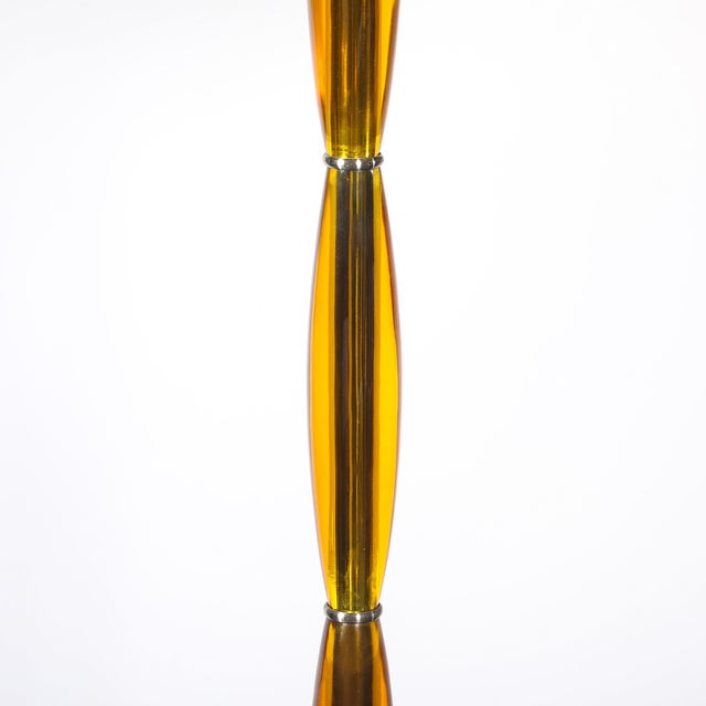 Mid 20th Century Mid-Century Modern Segmented Amber Bakelite & Brushed Chrome Floor Lamps - a Pair For Sale In New York - Image 6 of 14