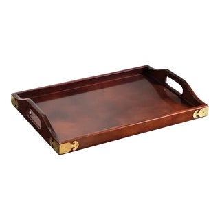 Bombay Company Campaign-Style Wood & Brass Tray For Sale