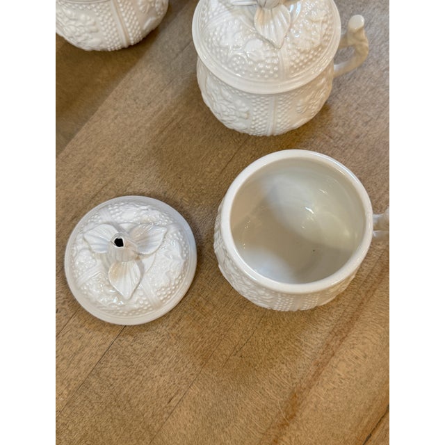 2010s Mottahedeh Museum Reproductions “Musée Des Arts” Pot De Crème Cups + Lids, Set of Four For Sale - Image 5 of 11