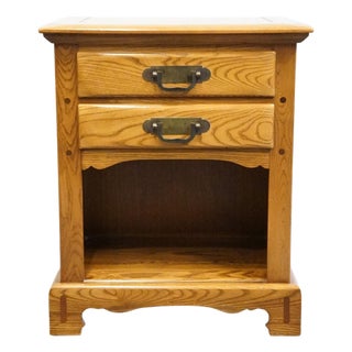 Link Taylor Countryside Collection Solid Oak Early American Rustic 21" Open Cabinet Nightstand 6613 For Sale