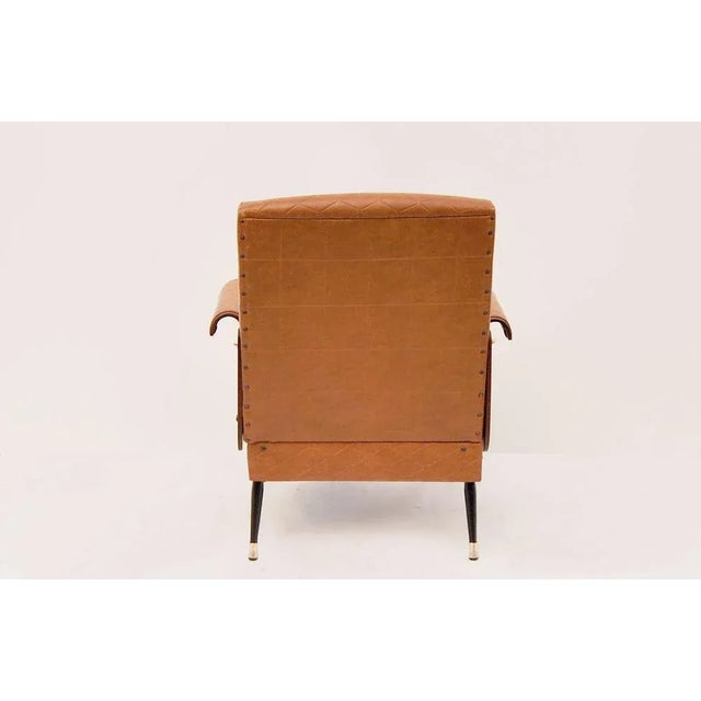 Mid-Century Armchair in Walnut and Faux Leather, Italy, 1960s For Sale - Image 4 of 6