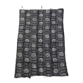 Vintage African Black and White Mud Cloth Textile Mali 61" by 42" For Sale