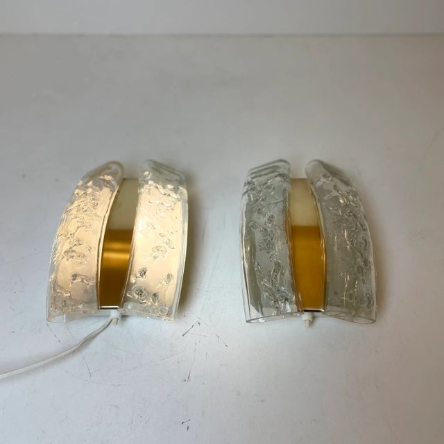 Glass and Brass Sconces from Doria Leuchten, Germany, 1960s, Set of 2 For Sale - Image 9 of 18