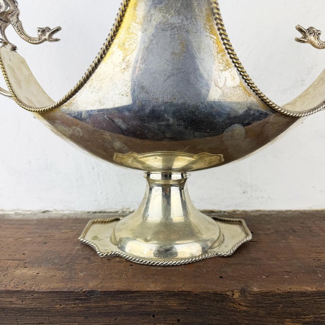 Antique Italian Silver-Plated Centerpiece Bowl with Dragon Handles, 1930s For Sale - Image 9 of 15