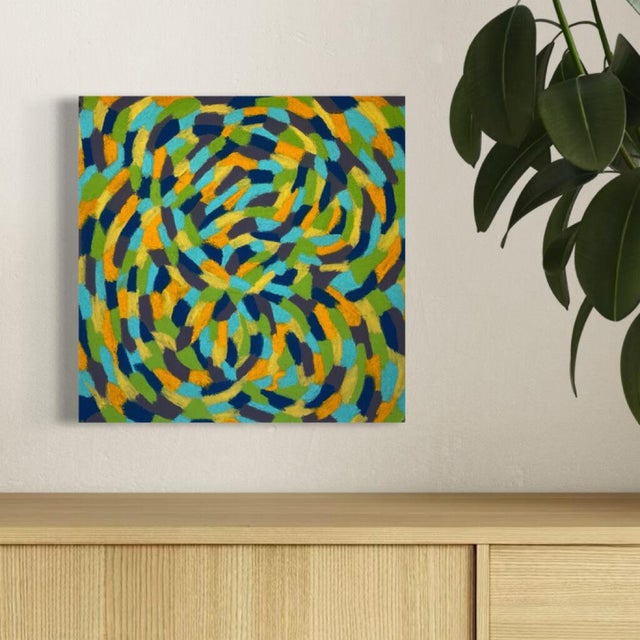Contemporary Gordon Sizelove "Elation" Pastel on Paper, Abstract Swirl Pattern Drawing in Turquoise, Bay Area California Art, Original 20 X 20 Inches, 2022 For Sale - Image 3 of 5
