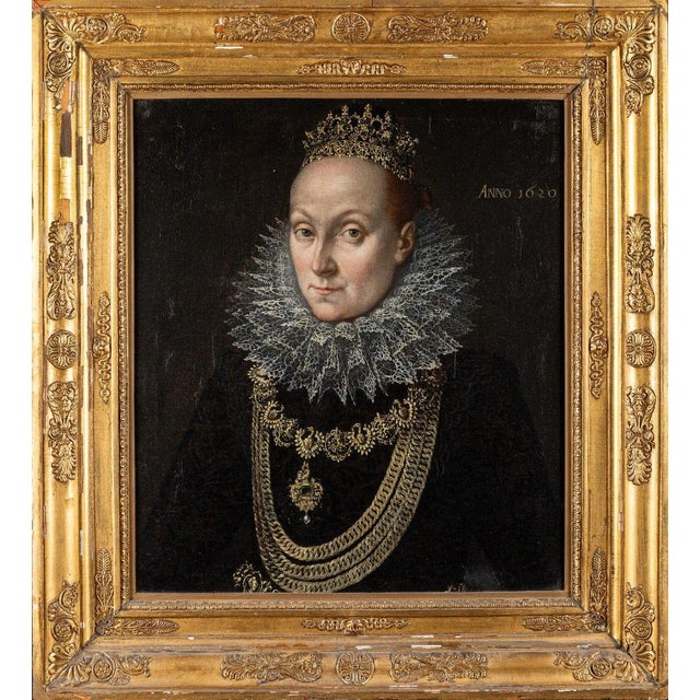 Flemish School (17th century) - Portrait of Queen Elizabeth I of England, oil on canvas For Sale