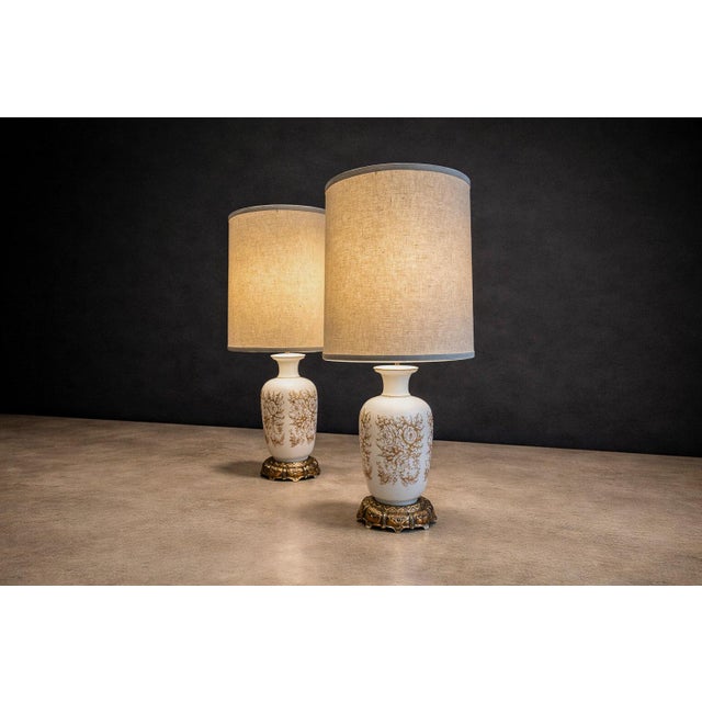 Vintage Table Lamps With Rose Motif, Unknown, 1960s - a Pair For Sale - Image 4 of 8