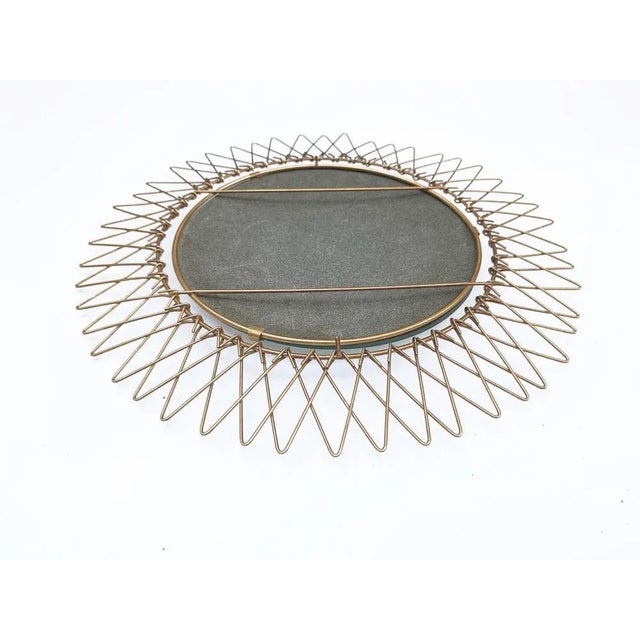 Gold Mid-Century French Brass Sunburst Wall Mirror, 1970s For Sale - Image 8 of 11