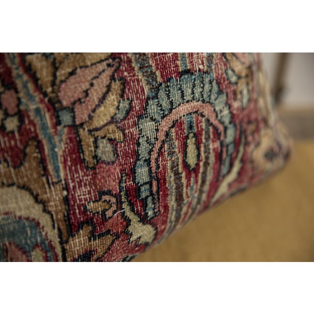 Burgundy Vintage Meshed Rug Fragment Pillow For Sale - Image 8 of 11