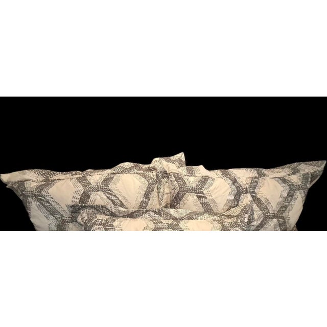 2010s Custom Lumbar Grey & Cream Embroidered Pillows- Set of 3 For Sale - Image 5 of 7