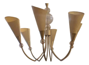 1980s French Lucite Six Arm Chandelier