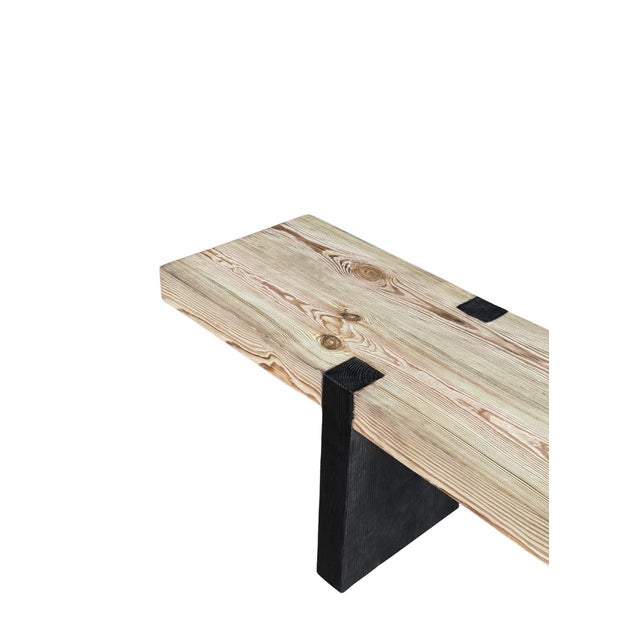 Cream Long Sculptural Teak Wood Bench, Modern Organic, Stunning Wood Textures For Sale - Image 8 of 8